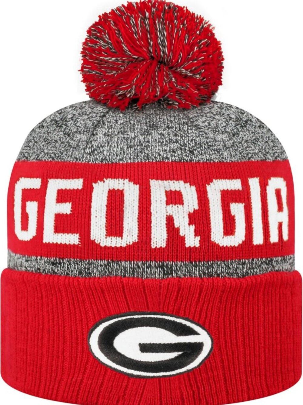 Cozy Cuffed Knit Beanie with Pom - Team Color Embroidered Logo - One Size Fits